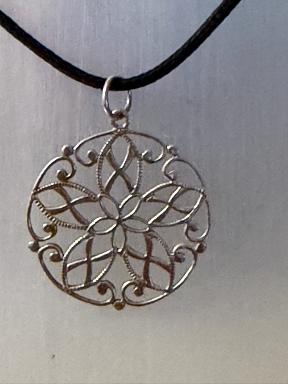 Silver Filigree Floral Pendant Necklace - Women